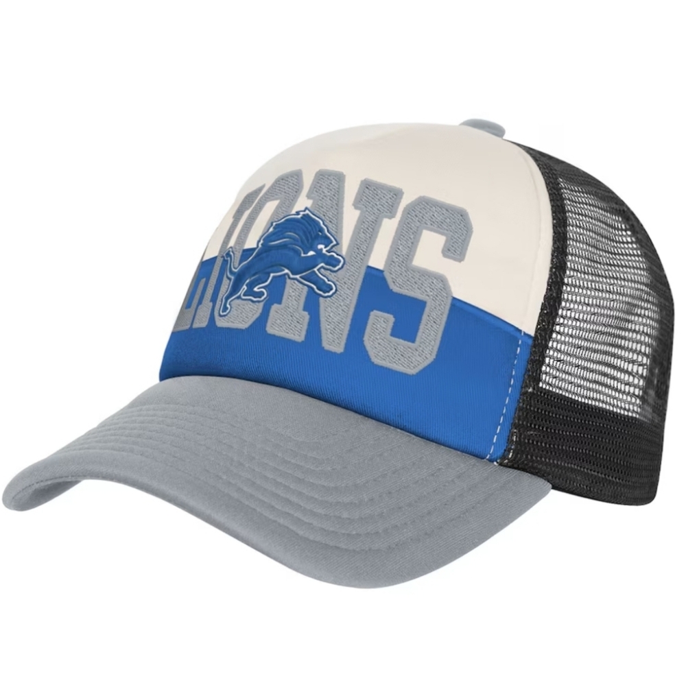 NWT Youth Detroit Lions Blue and Gray Trucker Hat